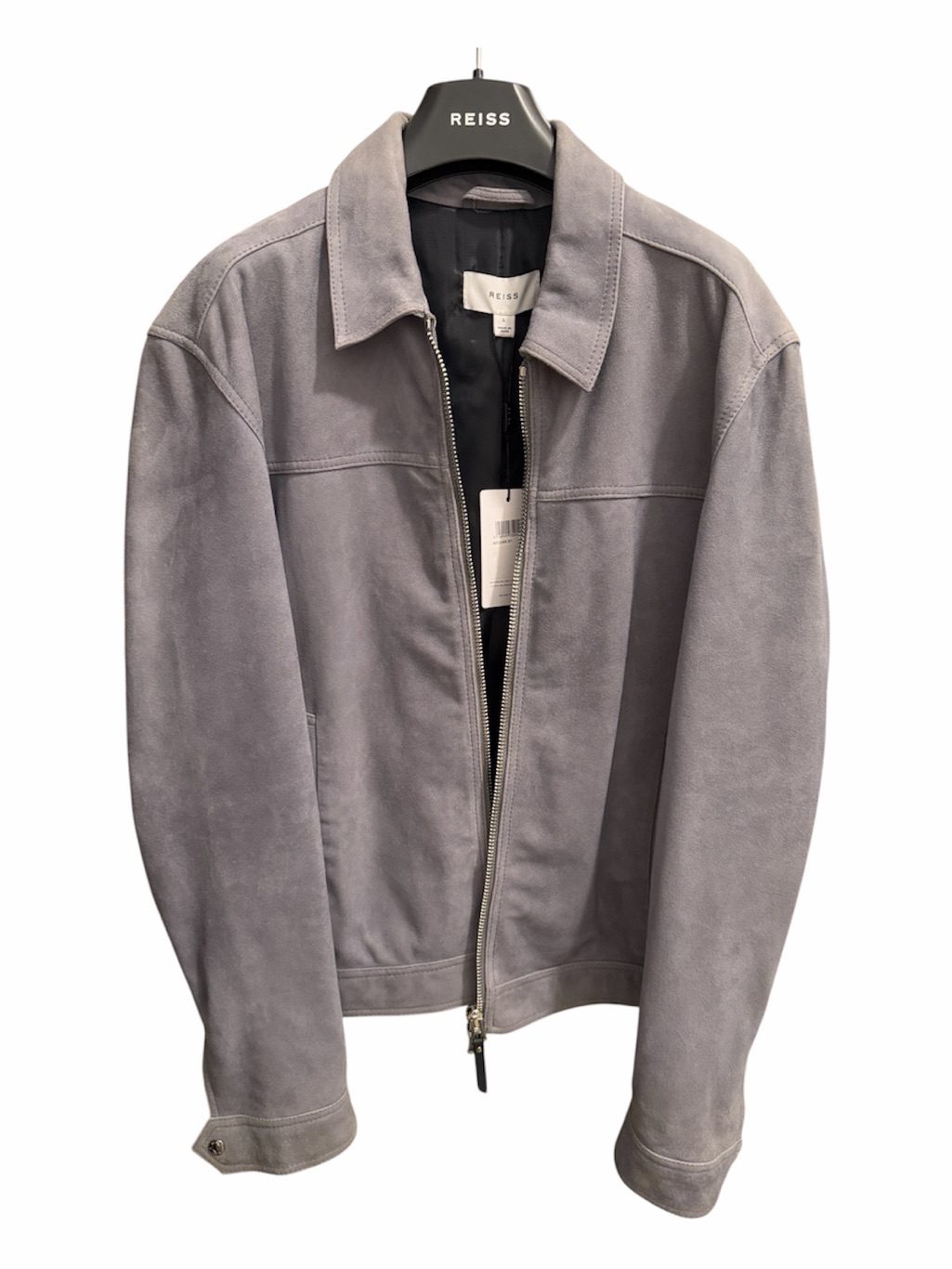 Reiss Suede Zip Jacket In Dusty Lavender Or Light Baby Blue. Size L